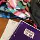 school kit bag with notebook