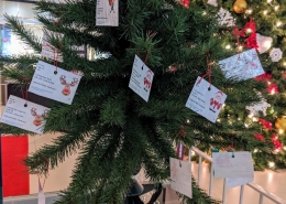 Small Christmas Tree with names of children as ornaments