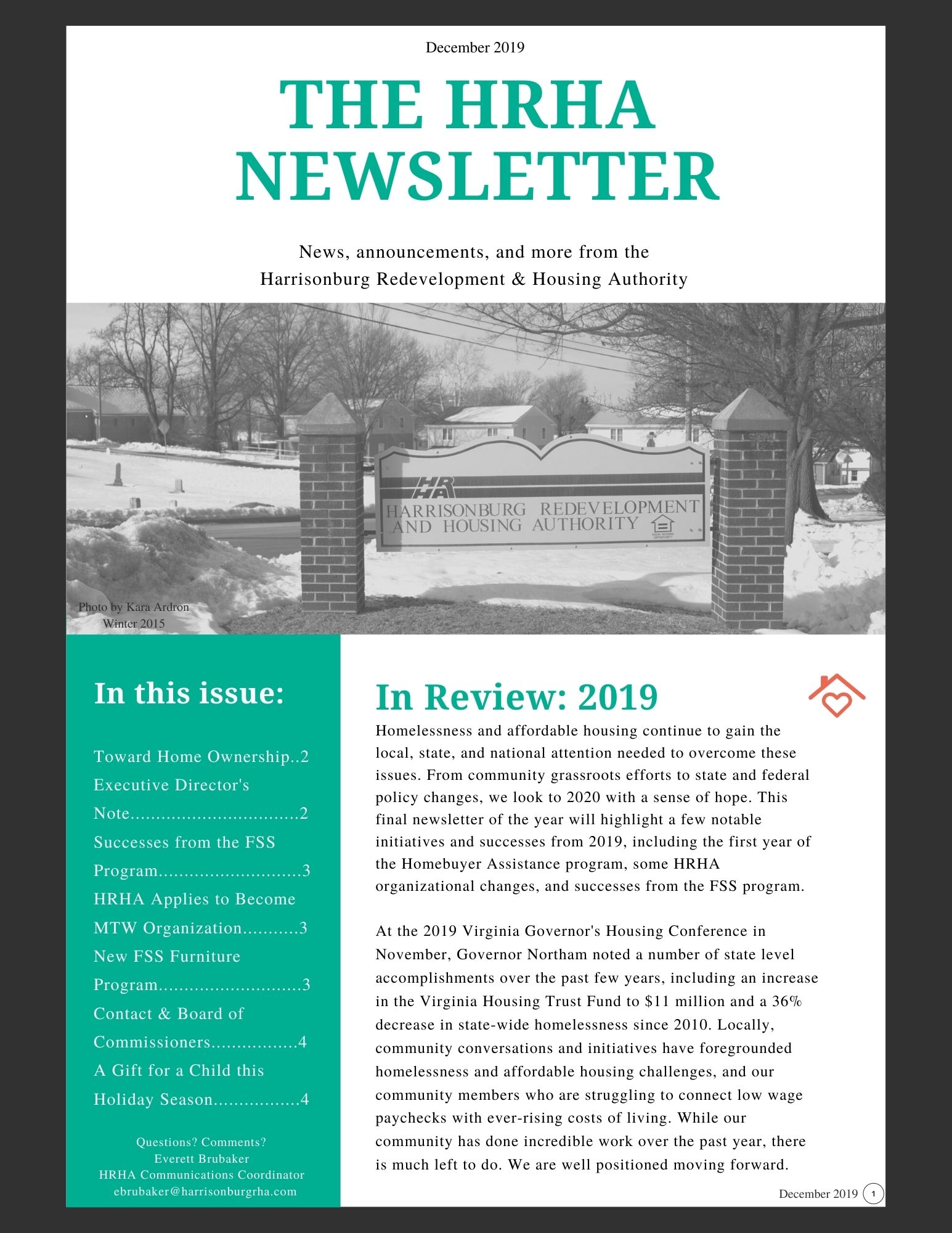 HRHA Newsletters 2019 Harrisonburg Redevelopment & Housing Authority