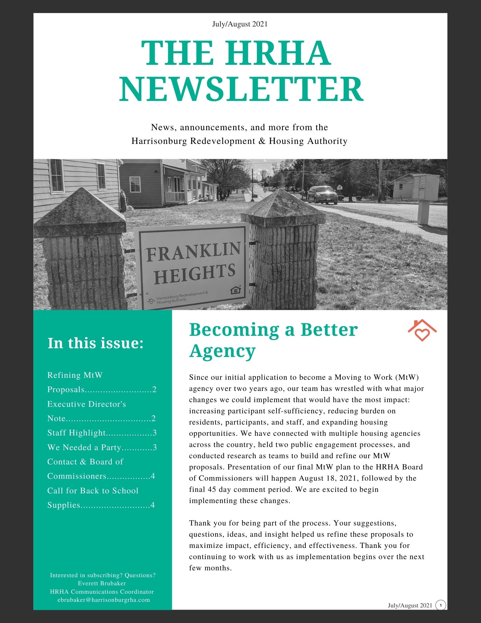 HRHA Newsletters Harrisonburg Redevelopment & Housing Authority
